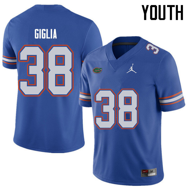 Jordan Brand Youth #38 Anthony Giglia Florida Gators College Football Jerseys Sale-Royal - Click Image to Close